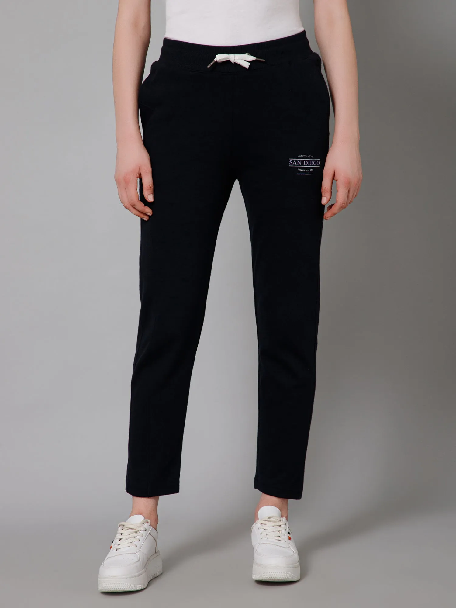 Women's Casual  Navy Ankle length Mid rise Track Pants