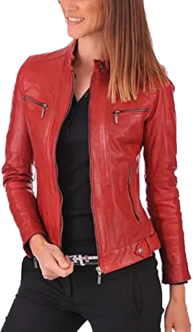 Womens Leather Jackets Motorcycle Bomber Biker Real Leather Jacket | Women Real Leather Jacket