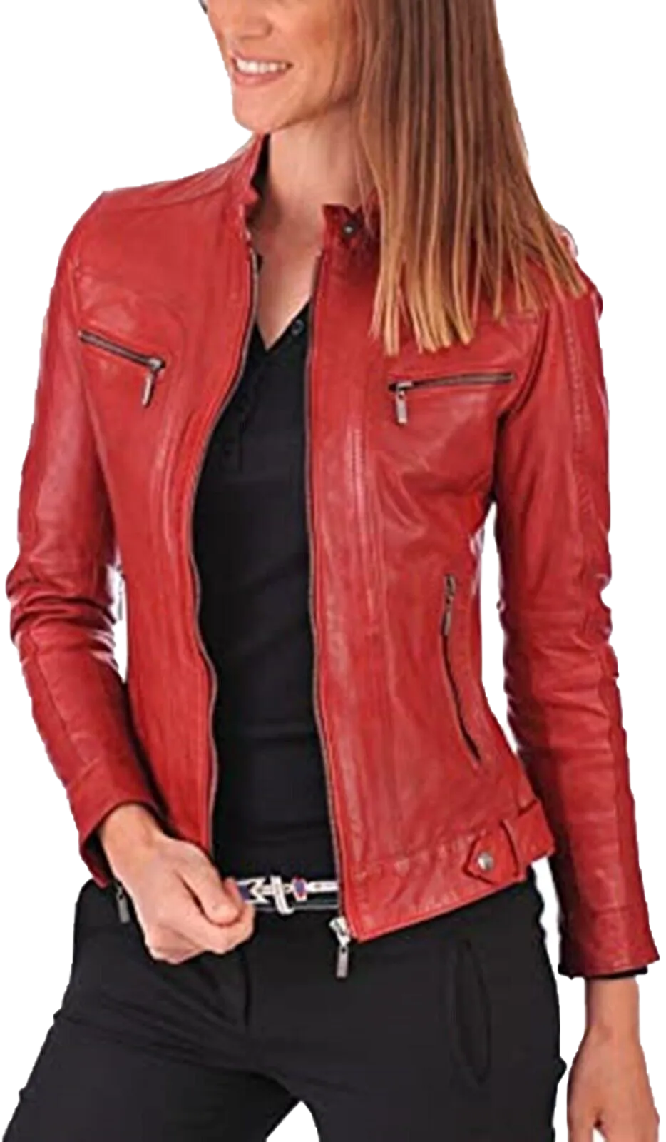 Womens Leather Jackets Motorcycle Bomber Biker Real Leather Jacket | Women Real Leather Jacket