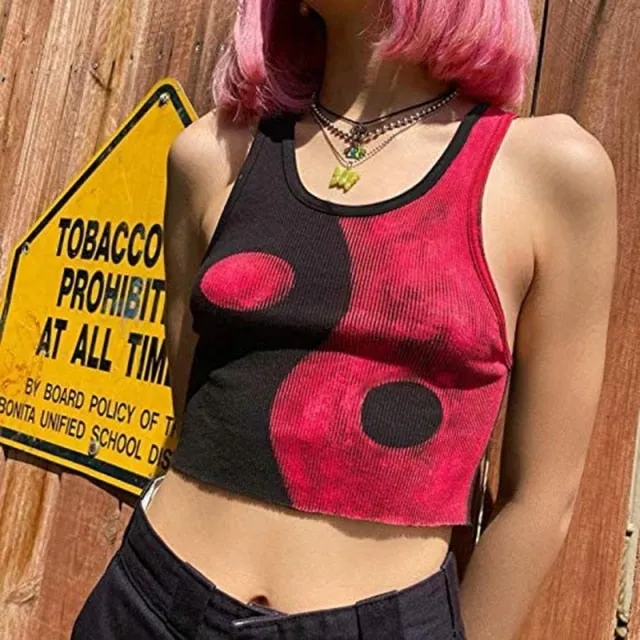 Y2K Harajuku Gothic Tank Top E-girl Aesthetic Sleeveless Cropped Tee Punk Style Vintage Printed Mini Vest Women Summer Camisole