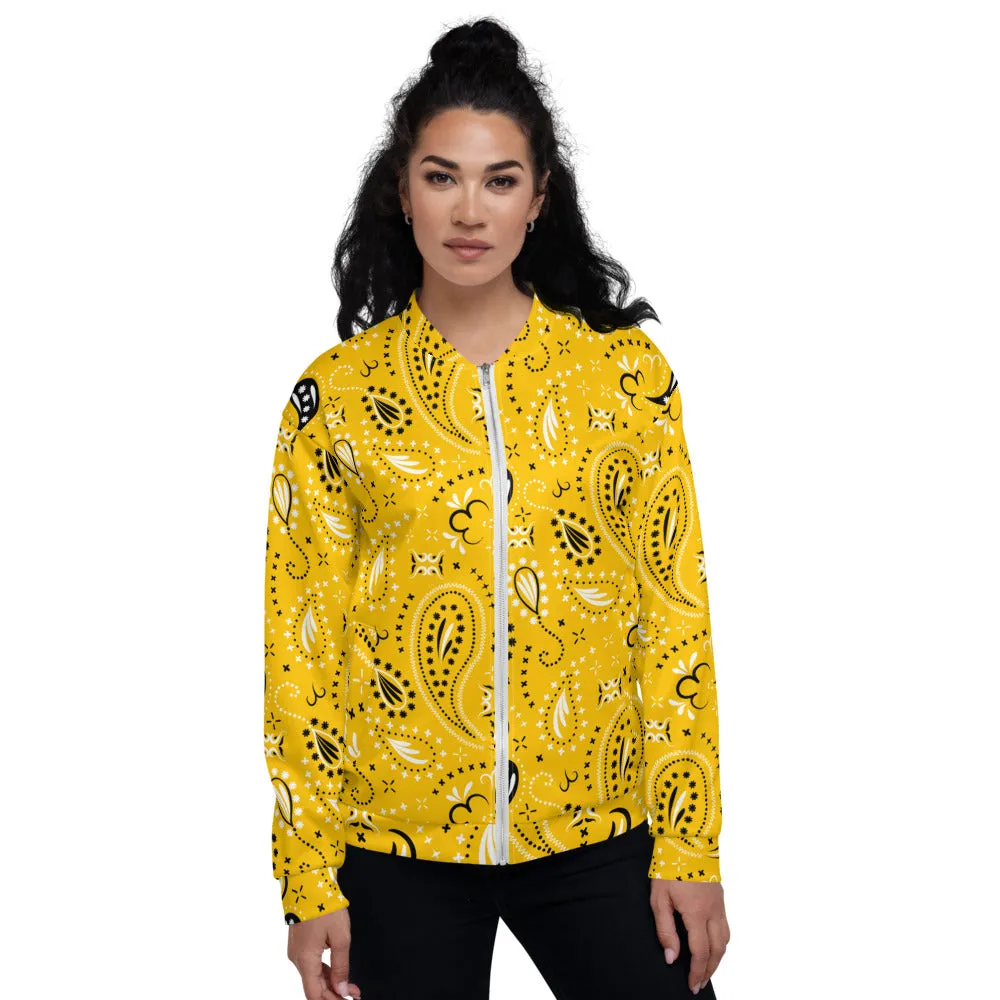 Yellow Paisley Unisex Bomber Jacket